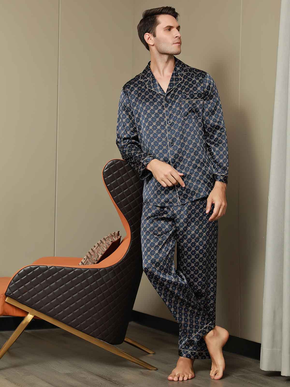 [سلسلة كحلي] SilkSilky-SA الحرير الخالص Mens Pajamas 001