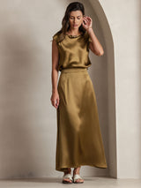 [بني] SilkSilky-SA Cap Sleeve Round Neck تي شيرت نسائية 008
