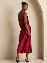 [خمر] SilkSilky-SA Sleeveless V Neck فساتين نسائية 002