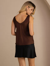 [قهوة] SilkSilky-SA Sleeveless V Neck كامي 002