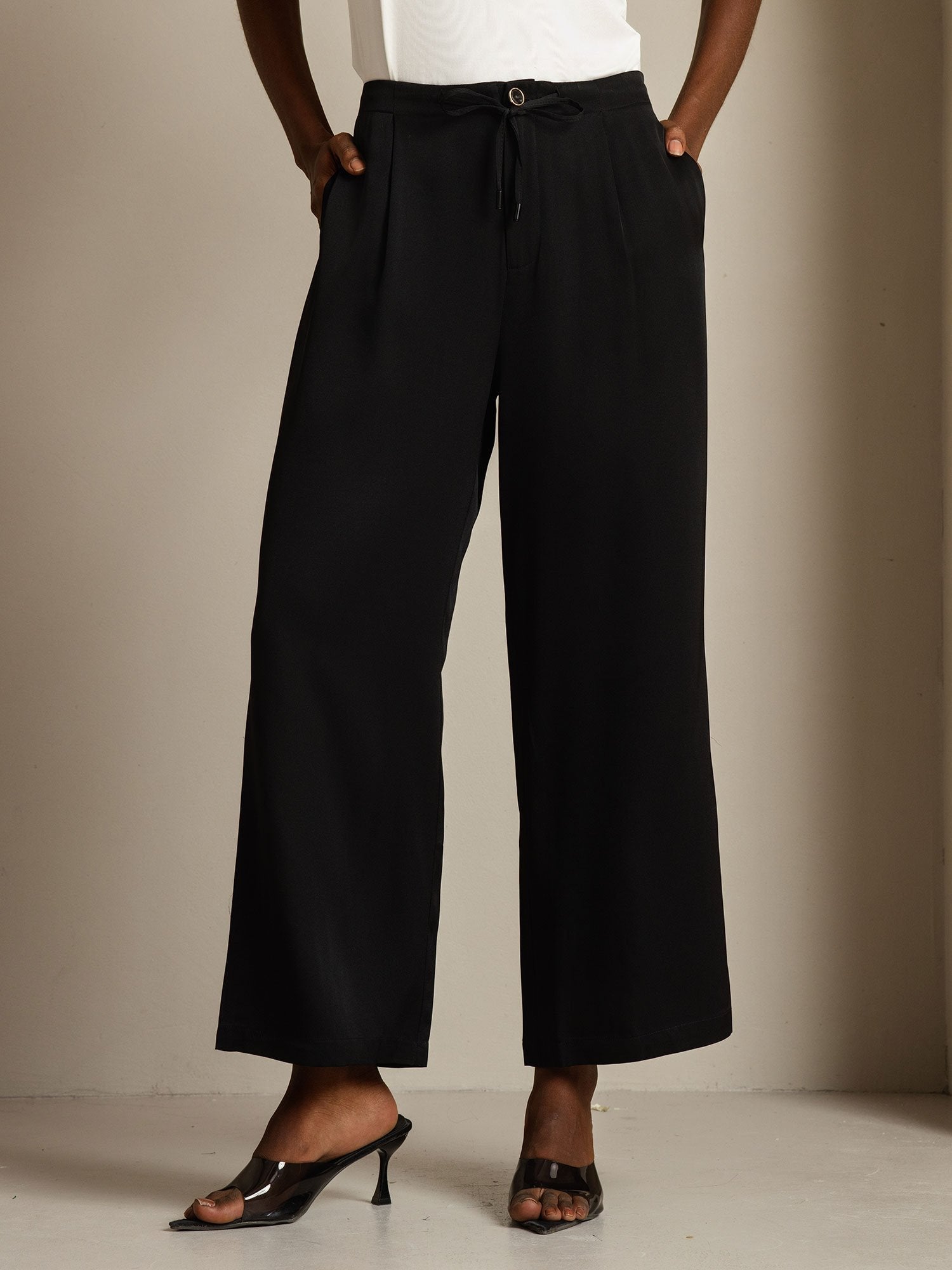 [أسود] SilkSilky-SA 19Momme الحرير Womens Pants 001