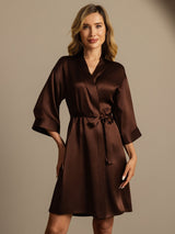 [قهوة] SilkSilky-SA 3/4 Sleeve رداء حمام نسائي 005