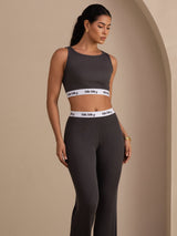 [رمادي] SilkSilky-SA Sleeveless Crew Neck Women's Outfit Sets 003