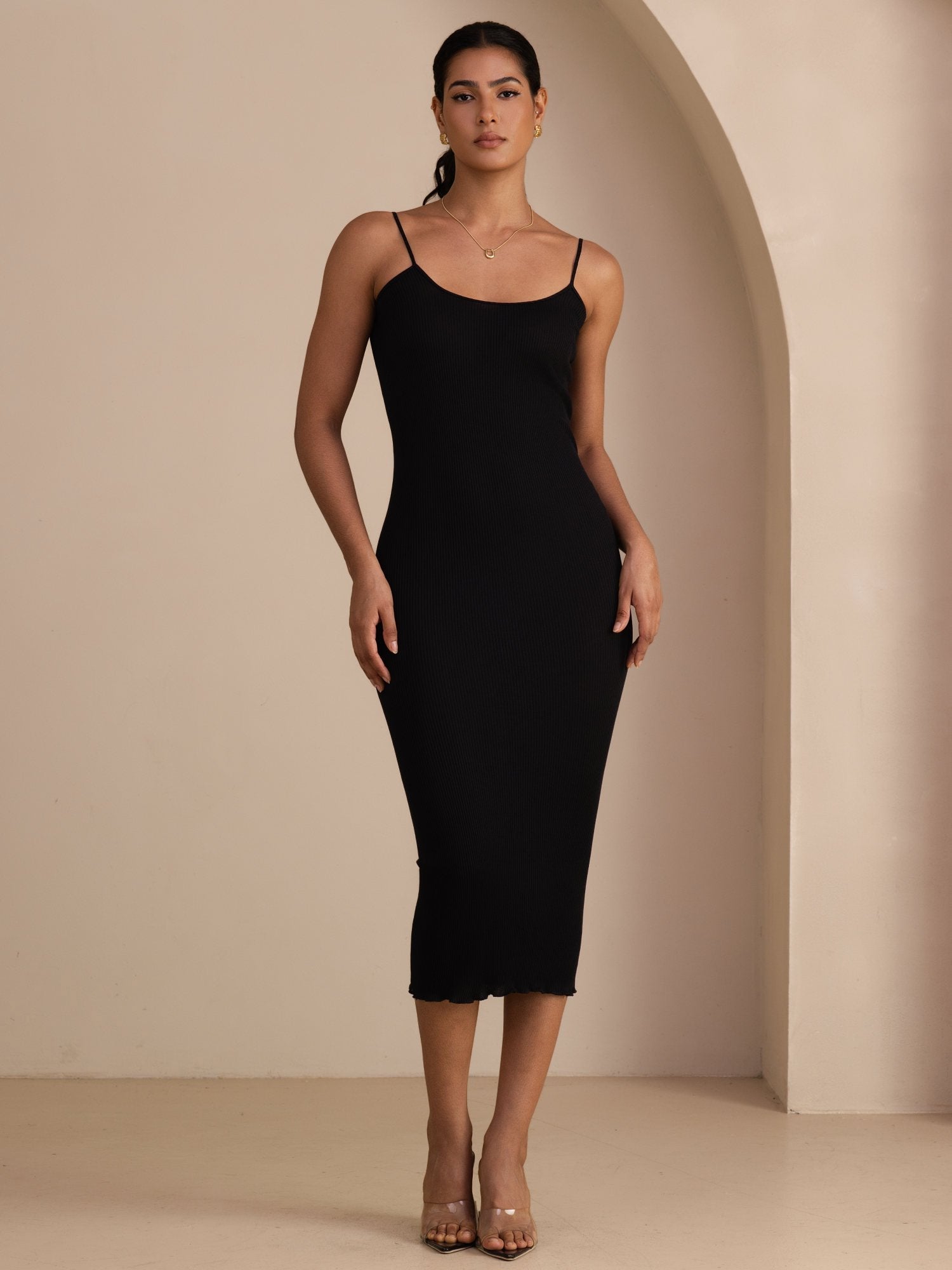 [أسود] SilkSilky-SA Sleeveless Boat Neck فساتين نسائية 001