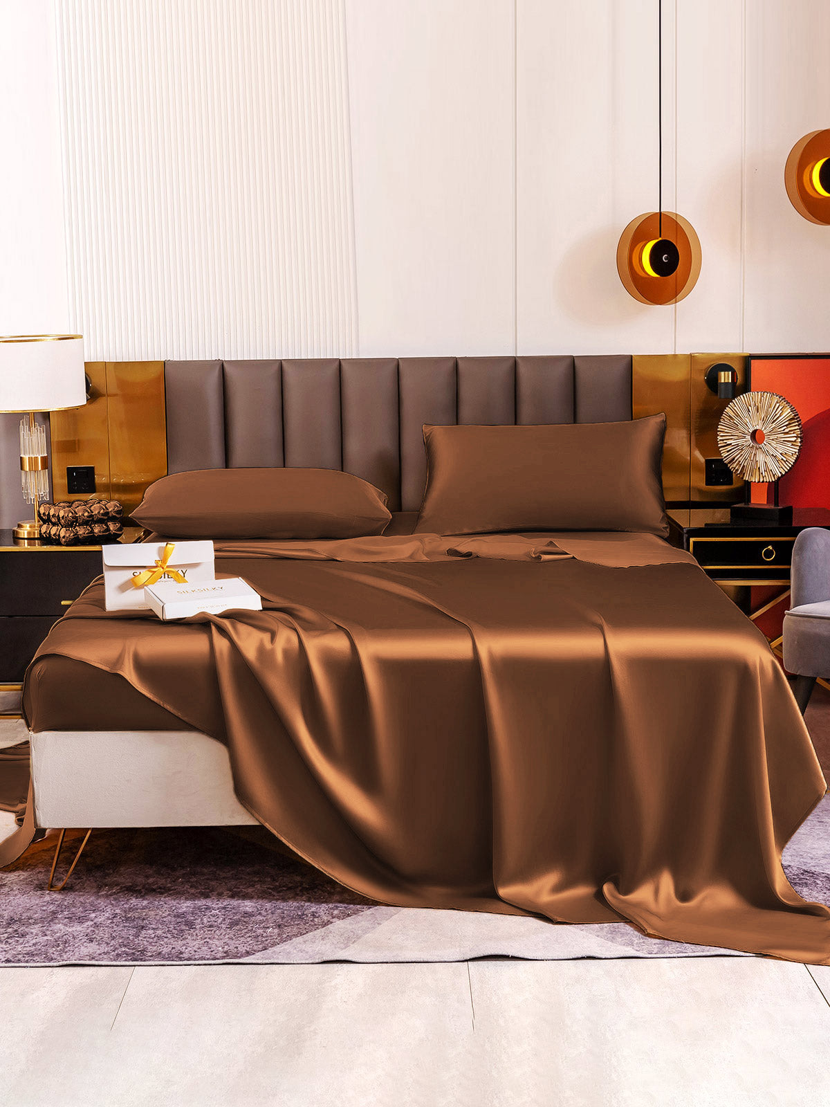 [قهوة] SilkSilky-SA 19Momme Pure Silk Bedding Set 005