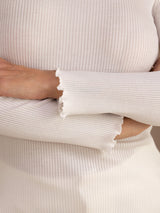 [أبيض] SilkSilky-SA Long Sleeve Turtle Neck تي شيرت نسائية 006