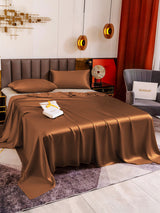 [قهوة] SilkSilky-SA 19Momme مجموعة الفراش 004