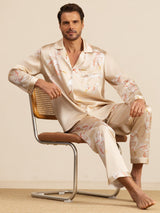 [شامبانيا] SilkSilky-SA Long Sleeve Lapel Collar بيجامة رجالية 001