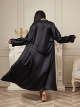 [أسود] SilkSilky-SA Long Sleeve رداء حمام نسائي 002