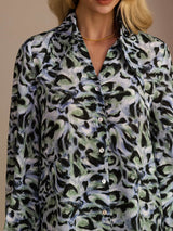 [فهد نيلي] SilkSilky-SA Long Sleeve Lapel Collar بلوزة 003