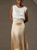 [أبيض] SilkSilky-SA Sleeveless Round Neck كامي 003