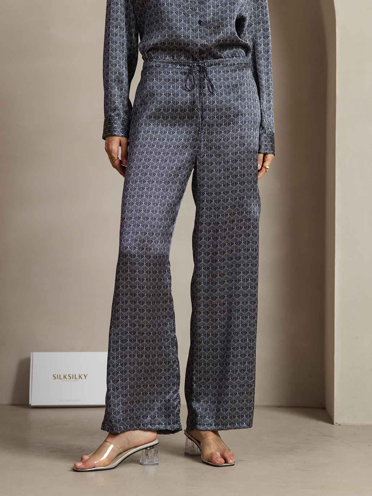 [جنكو كحلي] SilkSilky-SA 19Momme الحرير Womens Pants 001