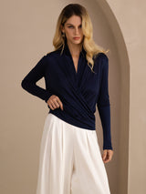 [أزرق غامق] SilkSilky-SA Long Sleeve بلوزات نسائية 004