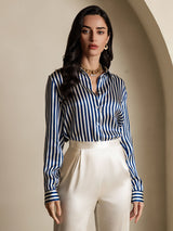[الخط البحري] SilkSilky-SA Long Sleeve Lapel Collar بلايز نسائية 001