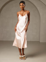 [لون القرنفل] SilkSilky-SA Sleeveless V Neck فساتين نسائية 001