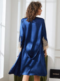 SilkSilky-SA-الحرير-الخالص-أكمام-بثلاثة-أرباع-الأطوال-Nightgown&Robe-Set-أزرق-غامق-002