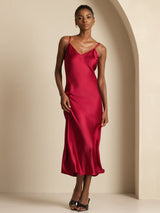 [خمر] SilkSilky-SA Sleeveless V Neck فساتين نسائية 003