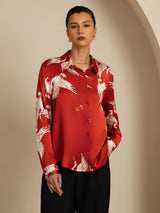 [خمر] SilkSilky-SA Long Sleeve Lapel Collar بلايز نسائية 003