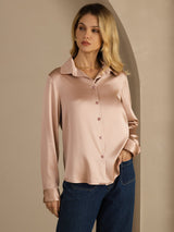 [توسكانا] SilkSilky-SA Long Sleeve Lapel Collar بلايز نسائية 002
