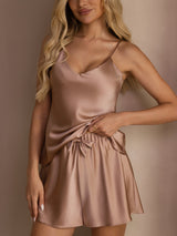 [توسكانا] SilkSilky-SA Sleeveless V Neck مجموعة قميص قصير 004