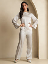 [رمادي فاتح] SilkSilky-SA Long Sleeve Boat Neck بلوزة 008