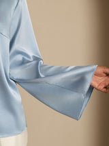 [أزرق رمادي] SilkSilky-SA Long Sleeve Boat Neck بلوزة 005