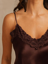 [بني] SilkSilky-SA Sleeveless V Neck مجموعة قميص قصير 004