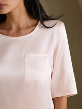 [لون القرنفل] SilkSilky-SA Half Sleeve تي شيرت نسائية 004