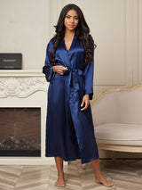 [أزرق غامق] SilkSilky-SA Long Sleeve رداء حمام نسائي 006