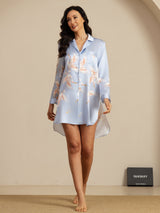 [أزرق فاتح] SilkSilky-SA Long Sleeve Lapel Collar باس النوم 007