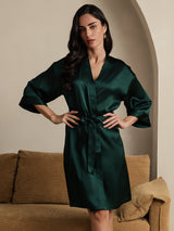 [أخضر غامق] SilkSilky-SA 3/4 Sleeve رداء حمام نسائي 004