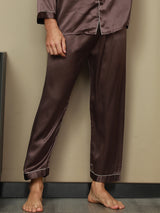 [قهوة] SilkSilky-SA الحرير الخالص Mens Sleep Bottoms 003,