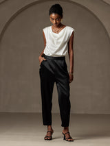 [أسود] SilkSilky-SA 19Momme الحرير Womens Pants 001