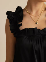 [أسود] SilkSilky-SA Sleeveless Square Neck باس النوم 004