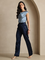 [أزرق غامق] SilkSilky-SA 19Momme الحرير Womens Pants 008
