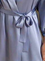 [الأزرق الصلب] SilkSilky-SA 3/4 Sleeve رداء حمام نسائي 004