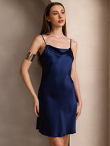 [أزرق غامق] SilkSilky-SA Sleeveless Cowl Neck فساتين نسائية 006