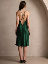 [أخضر غامق] SilkSilky-SA Sleeveless فساتين نسائية 002