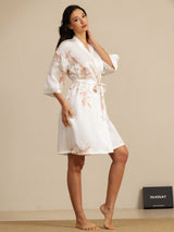 [أبيض] SilkSilky-SA 3/4 Sleeve رداء حمام نسائي 007