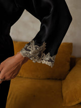 [أسود] SilkSilky-SA 3/4 Sleeve رداء حمام نسائي 003