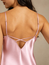 [وردي فاتح] SilkSilky-SA Sleeveless V Neck باس النوم 005