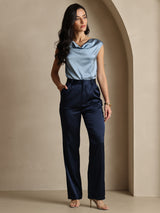 [أزرق غامق] SilkSilky-SA 19Momme الحرير Womens Pants 007