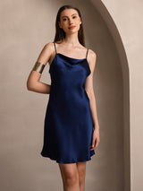 [أزرق غامق] SilkSilky-SA Sleeveless Cowl Neck فساتين نسائية 005