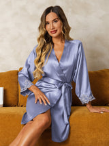 [الأزرق الصلب] SilkSilky-SA 3/4 Sleeve رداء حمام نسائي 004
