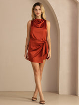 [الكراميل] SilkSilky-SA Sleeveless Cowl Neck فساتين نسائية 006
