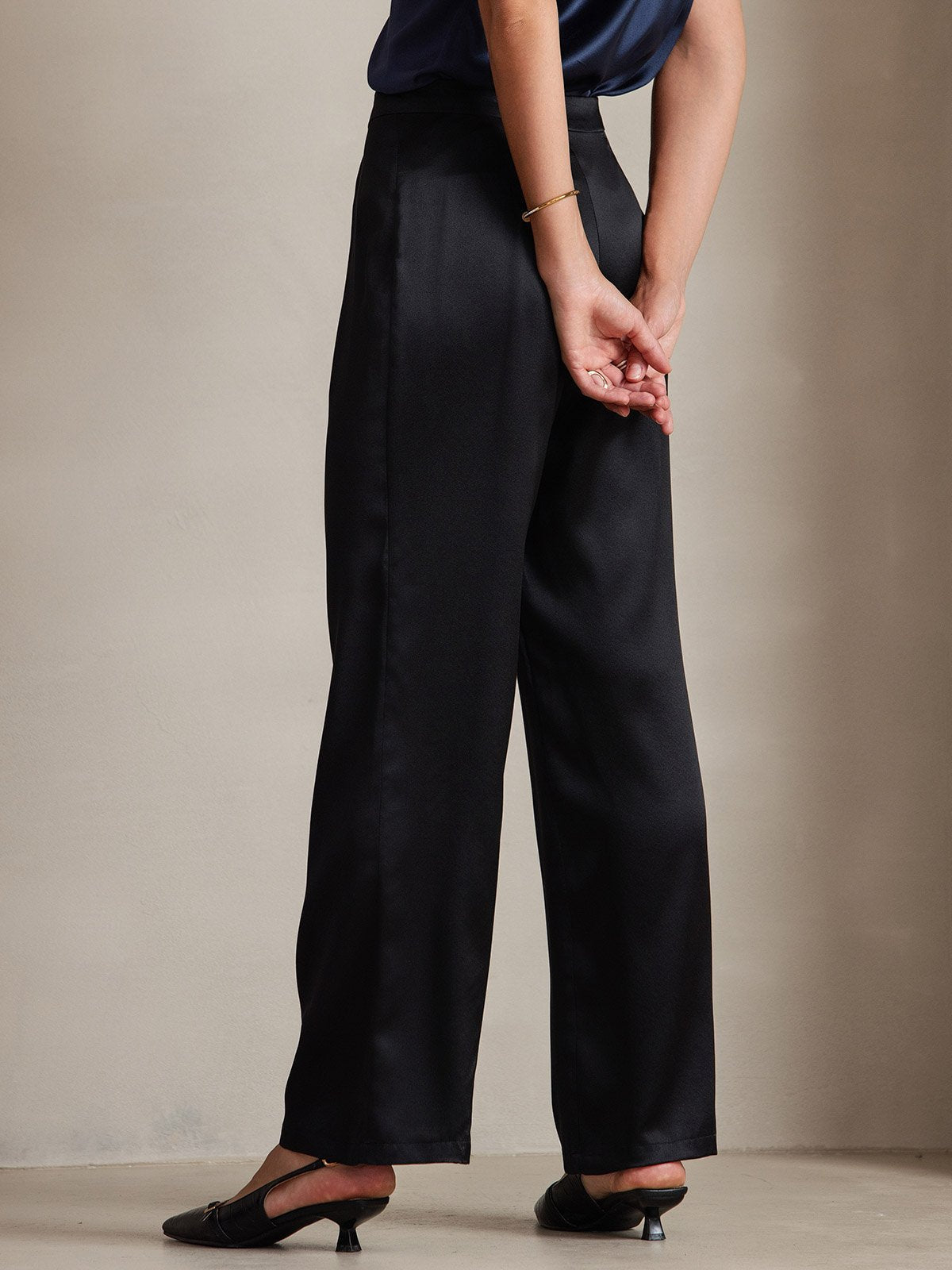 [أسود] SilkSilky-SA 19Momme الحرير Womens Pants 004