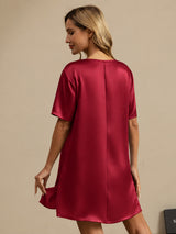[احمر غامق] SilkSilky-SA Half Sleeve V Neck باس النوم 002