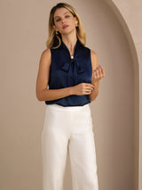 [أزرق غامق] SilkSilky-SA Sleeveless Tie Neck كامي 006