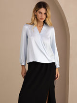 [أزرق فاتح] SilkSilky-SA Long Sleeve Blouse 001