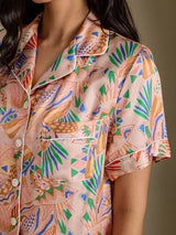 [حيوانات وردية] SilkSilky-SA Short Sleeve Notch Collar طقم بيجامة نسائي 006